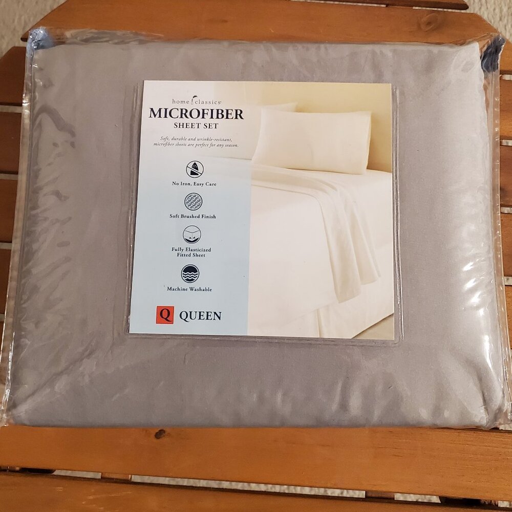 Home Classics Microfiber Sheet Set Queen Charcoal